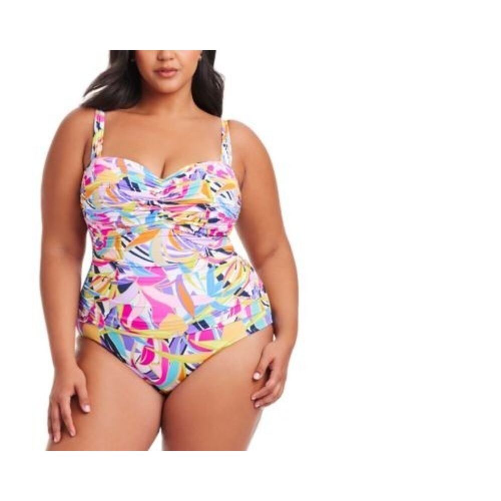 NWT Bleu by Rod Beattie Plus Size Living Color Swimsuit One Piece Multi 20W